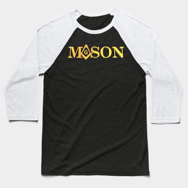 Mason Square & Compass Masonic Freemason Baseball T-Shirt by Master Mason Made